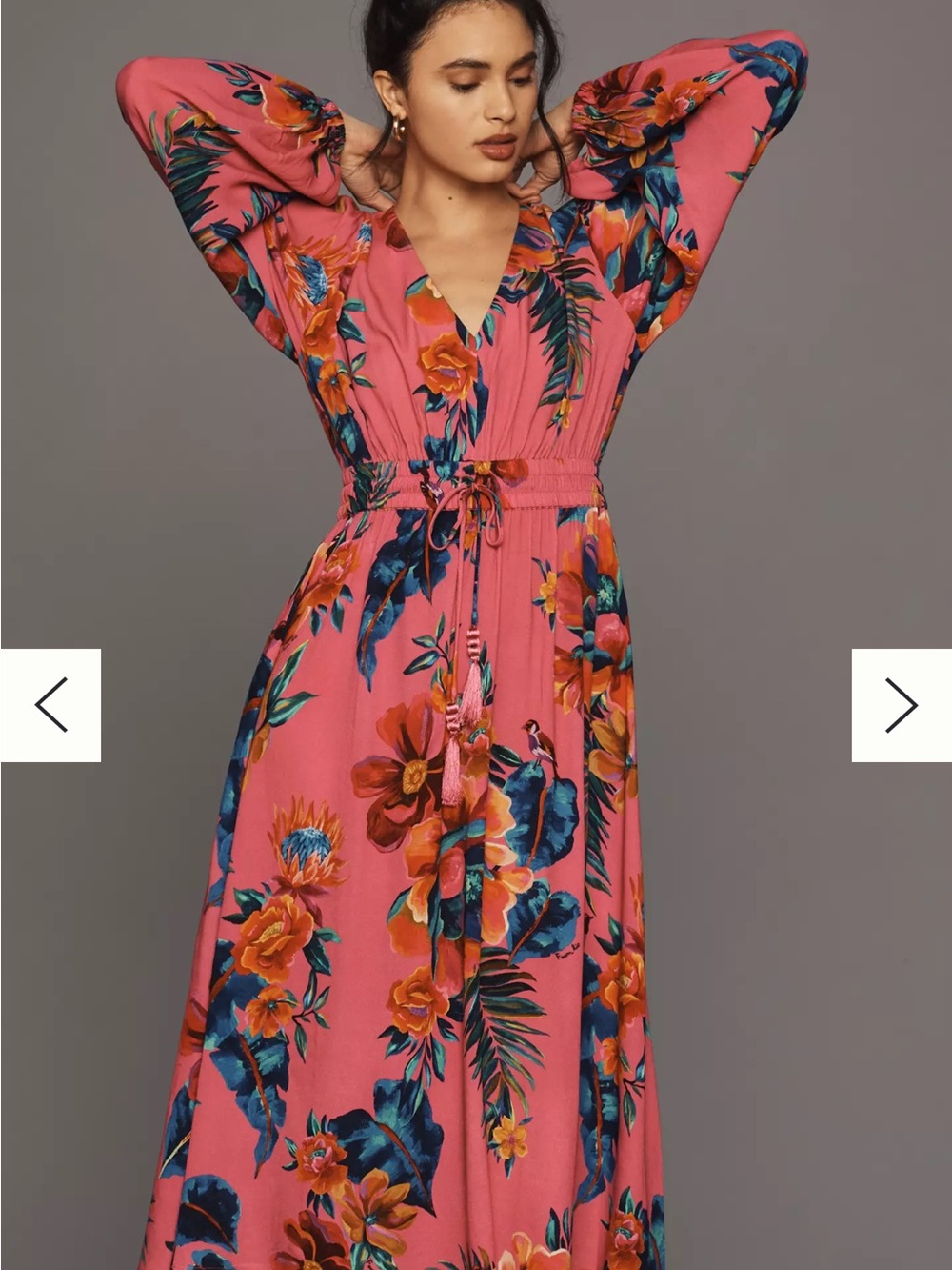 Farm Rio for Anthropologie Hot Pink Tropical Floral Maxi Dress NWT Rayon - Picture 4 of 17